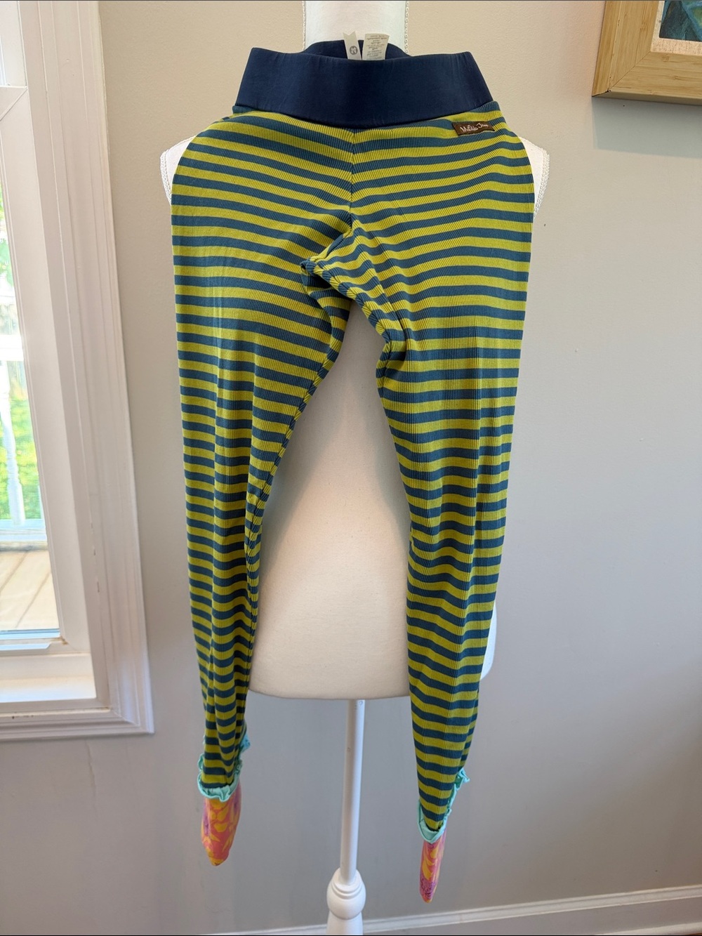 Matilda Jane Navy, Lime & Teal Striped Kids Leggings